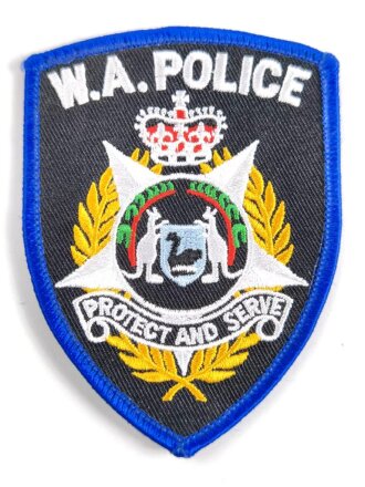 Polizei Australien," W.A. Police" Patch, " Protect and Serve " vom Diensthemd abgetrennt