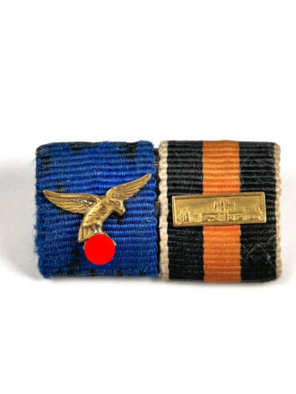 2er Bandspange eines Luftwaffen Angehörigen mit Prager Brug Auflage, Breite 30mm