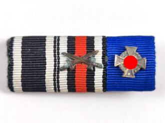 3er Bandspange eines 1. Weltkriegskämpfers mit Treudienst Ehrenzeichen Auflage, Breite 45mm