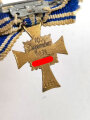 Miniatur, Ehrenkreuz der Deutschen Mutter ( Mutterkreuz ) in Bronze, Rückseitig mit Hersteller L/11, Größe 16 mm