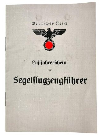 Luftfahrerschein für Segelflugzeugführer, ausgestellt in Stuttgart 1938