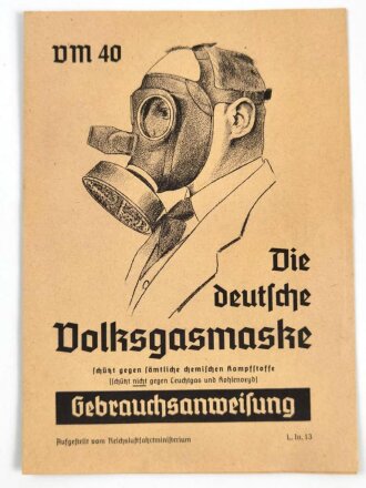 Gebrauchsanweisung "Die deutsche Volksgasmaske VM40", sehr guter Zustand