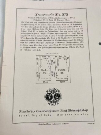 "Schoeller Strickmoden" Stapel DIN A4 Katalogblätter, meist mehr-oder vielfach vorhanden. Datiert Jul 33