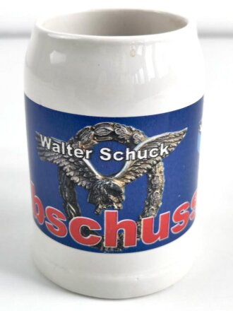 Bierkrug " Walter Schuck-  Abschuss !"  gebraucht, unbeschädigt