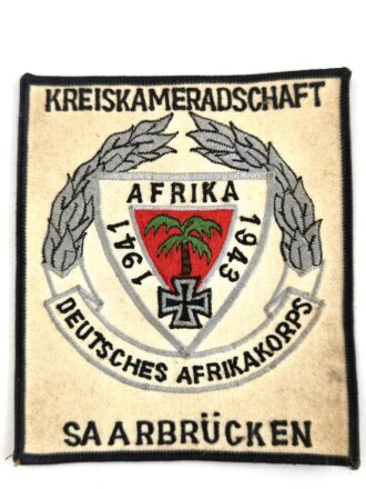Deutschland nach 1945, Abzeichen "Deutsches Afrikakorps Kreiskameradschaft Saarbrücken" 12 x 13cm