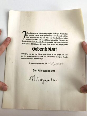 1.Weltkrieg, Gedenkblatt eines 1914 Gefallenen...