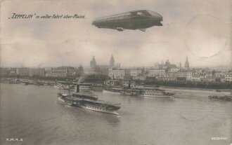 Ansichtskarte "Zeppelin in voller Fahrt über Mainz"