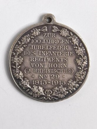 Medaille " Zur 100 jährigen Jubelfeier des Infanterie Regiments von Horn No.20, 1813-1913" Durchmesser 33mm