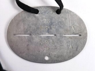 Erkennungsmarke Wehrmacht aus Aluminium eines Angehörigen " 3./Pi.5 " 3. Pionier 5 "