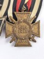 1. Weltkrieg, 2er Ordensspange mit Eisernen Kreuz 2. Klasse 1914 und Ehrenkreuz für Frontkämpfer, selbstgemachte Spange