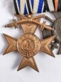1. Weltkrieg, 2er Ordensspange mit Bayern Militärverdienstkreuz 3. Klasse mit Schwertern und Ehrenkreuz für Frontkämpfer, Spange mit Hersteller D.R.G.M. sehr guter Zustand