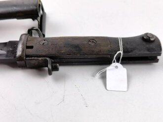 Norwegen, Seitengewehr Modell  84/98 der Wehrmacht aptiert für Modell 1957 Selbstladegewehr mit Tragehaken für ein U.S. Lochkoppel