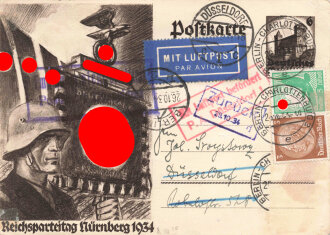 Reichsparteitag Nürnberg 1934, gelaufene Postkarte