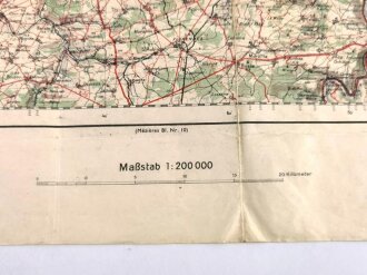 Karte für den Dienstgebrauch in der Wehrmacht. Frankreich  "Maubeuge-Bruxelles", Maße: 53 x 75 cm