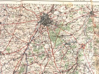 Karte für den Dienstgebrauch in der Wehrmacht. Frankreich  "Maubeuge-Bruxelles", Maße: 53 x 75 cm