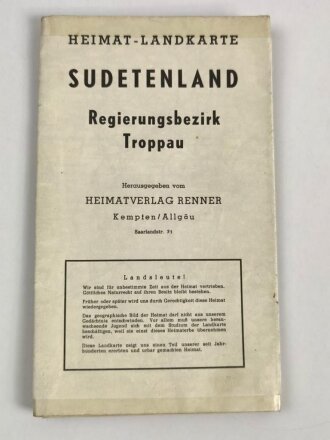 Heimat-Landkarte, Sudetenland, Regierungsbezirk Troppau,...