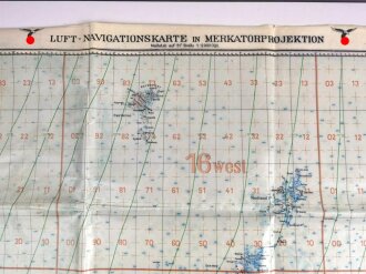 Luft-Navigationskarte in Merkatorprojektion Britische Inseln, 1939, auf Plastik, Maße: 92 x 103 cm
