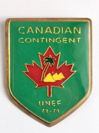 UNO Canada, Metallabzeichen " Canadian Contingent UNEF 73-79" Canada UN- Kontingent Sinai- Einsatz, Gesamthöhe 59 mm