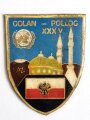 UNO Polen, Metallabzeichen "GOLAN POLLOG XXXV" Israel/ Syrien- Einsatz, Gesamthöhe 57 mm, auf Karton geklebt