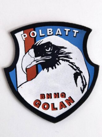 UNO Polen, Ärmelabzeichen " POLBATT BNHQ GOLAN" Israel/ Syrien- Einsatz, Hauptquartier, Rückseitig mit Kleberesten