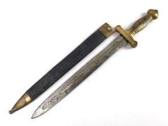 Frankreich, Faschinenmesser "Glaive Modell 1816" Hersteller Klingenthal 1831, Scheide nicht geschrumpft