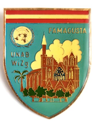 UNO Österreich, Metallabzeichen  FAMAGUSTA UNAB WiZg" " Zypern- Einsatz Wirtschafts- Zug " Gesamthöhe 56 mm