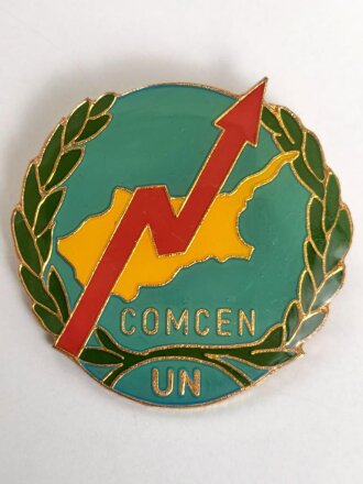 UNO Österreich, Metallabzeichen " COMCEN UN"  " Zypern- Einsatz COMCEN " Durchmesser 50 mm