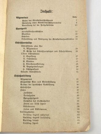 "Kleinkaliber-Scheibenschießen", datiert 1930, 129 Seiten, gebraucht