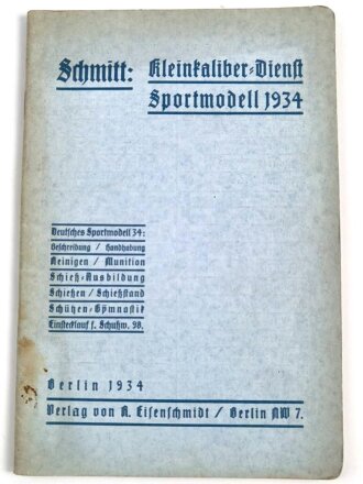 "Kleinkaliber-Dienst Sportmodell 1934", 72 Seiten, gebraucht