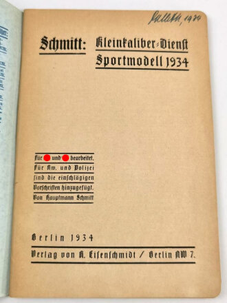 "Kleinkaliber-Dienst Sportmodell 1934", 72...