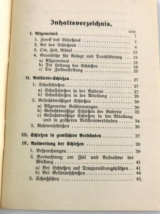 H.Dv. 200/13 "Die Schießübungen der Artillerie", datiert 1938, 79 Seiten, gebraucht
