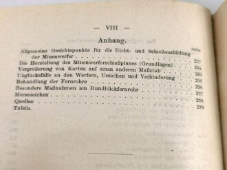 "Handbuch für den Minenwerfer", datiert 1917, 298 Seiten und 15 Tafeln, gebraucht