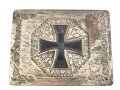 1.Weltkrieg, patriotisches Metallkistchen mit Eisernem Kreuz 1914. Originallack, ungereinigt, Maße 12 x 9 x 5,5cm