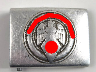 Koppelschloss für Angehörige der Hitlerjugend. Aluminium, RZM M4/46, stark getragenes Stück