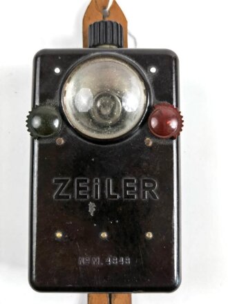 Taschenlampe Zeiler No 4848. Gebraucht, Funktion nicht geprüft. Anknöpflasche ergänzt ?