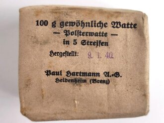 Pack "100g gewöhnliche Watte" datiert 1940