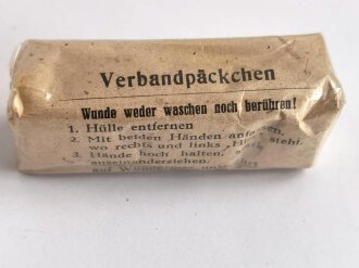 Verbandpäckchen, Breite etwa 65mm, datiert 1941, Originalverpackt