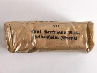 Verbandpäckchen, Breite etwa 65mm, datiert 1941, Originalverpackt