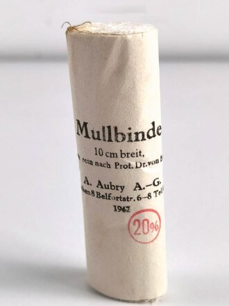 Mullbinde 10cm Breit, datiert 1942