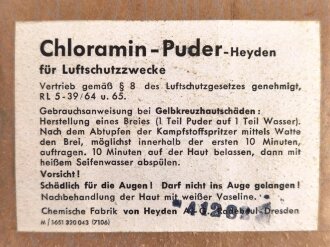 Pack" Chloramin Puder " Für Luftschutzzwecke.  Herstellungsjahr 1943, Breite 10cm