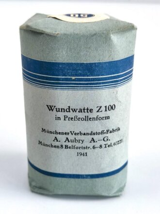 Pack " Wundwatte Z100 in Preßrollenform" datiert 1941