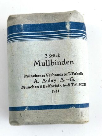 Pack " 3 Stück Mullbinden" datiert 1941