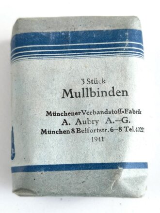 Pack " 3 Stück Mullbinden" datiert 1941