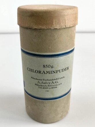 Pack " 850g Chloraminpulver" datiert 1941, gehört in den Tier Luftschutzkasten 39