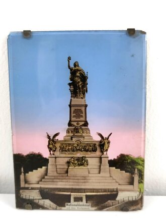 "Nationaldenkmal auf dem Niederwald" Hinterglasbild mit Perlmutteinlage, Maße 10 x 14cm