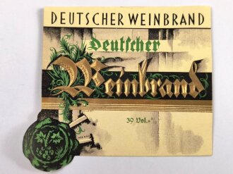 Etikett für eine Flasche " Deutscher Weinbrand" 8 x 9cm. Sie erhalten ein ( 1 ) Stück