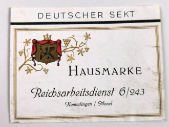 Etikett für eine Flasche "Deutscher Sekt,...