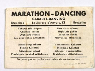 Eintrittskarte/ Werbekarte " Marathon Dancing Vornehmstes Kabarett" Bruxelles