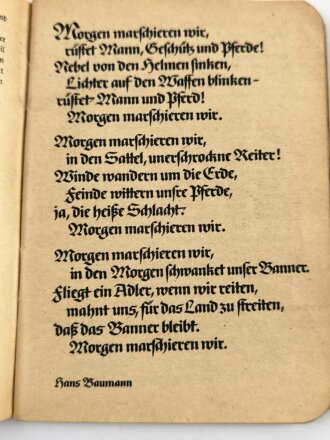 "Morgen marschieren wir - Liederbuch der deutschen Soldaten", Oberkommando der Wehrmacht, 128 Seiten, 10,5 x 14,5 cm