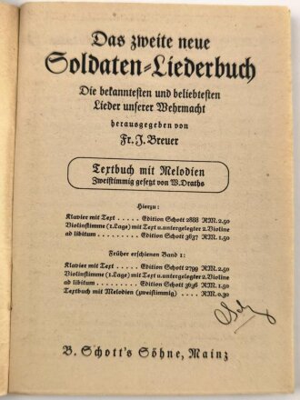 "Das zweite neue Soldaten-Liederbuch" ,...